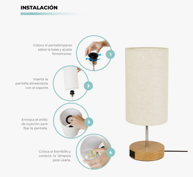 Miniatura 2 de Lampara De Mesa Carga Usb Atikus